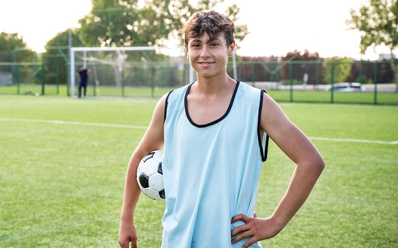 soccer player with ball