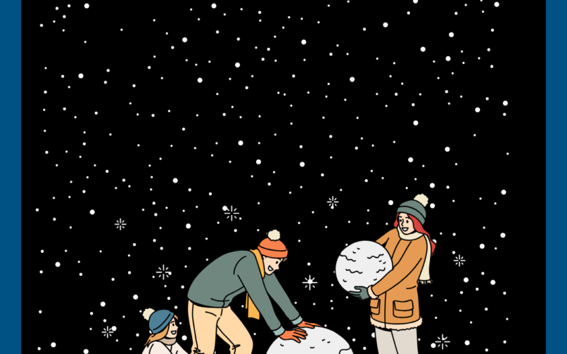 Illustration of a family playing in the sonw