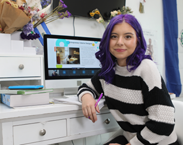 Student attending to an online class