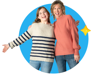 girl and mom smiling